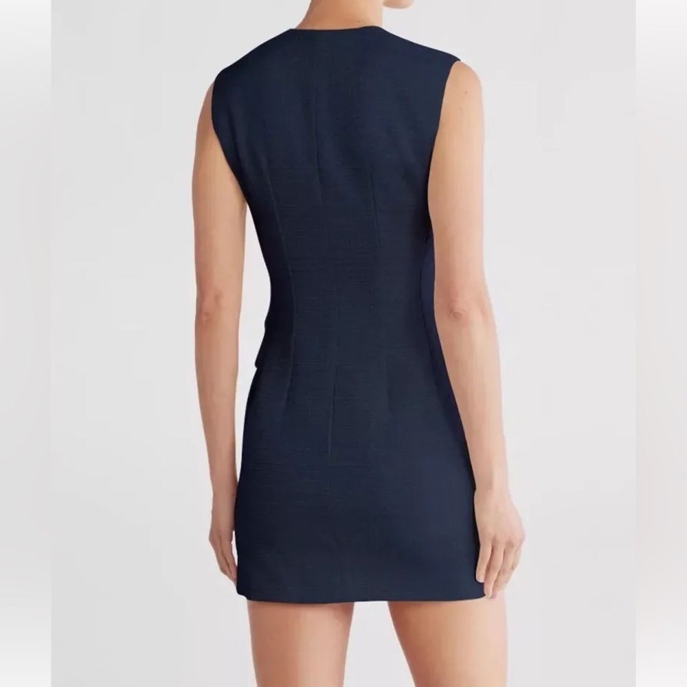 Rag & Bone Navy Tweed Roslyn Front Zipper Shift Dress Size 8 - Picture 2 of 12